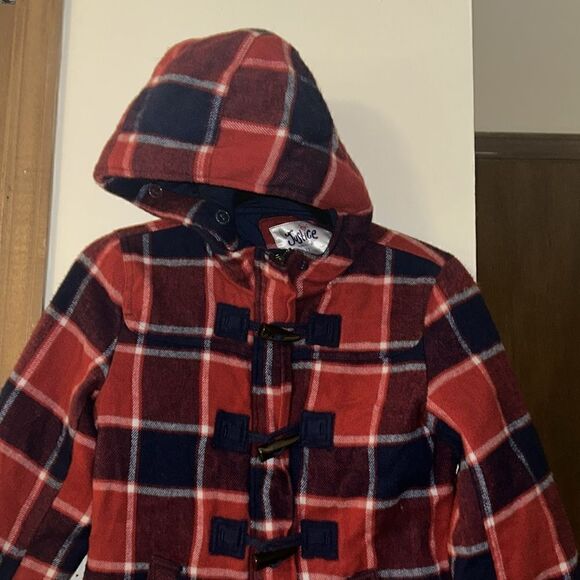 Girls size 12 justice plaid hooded jacket - Picture 2 of 4
